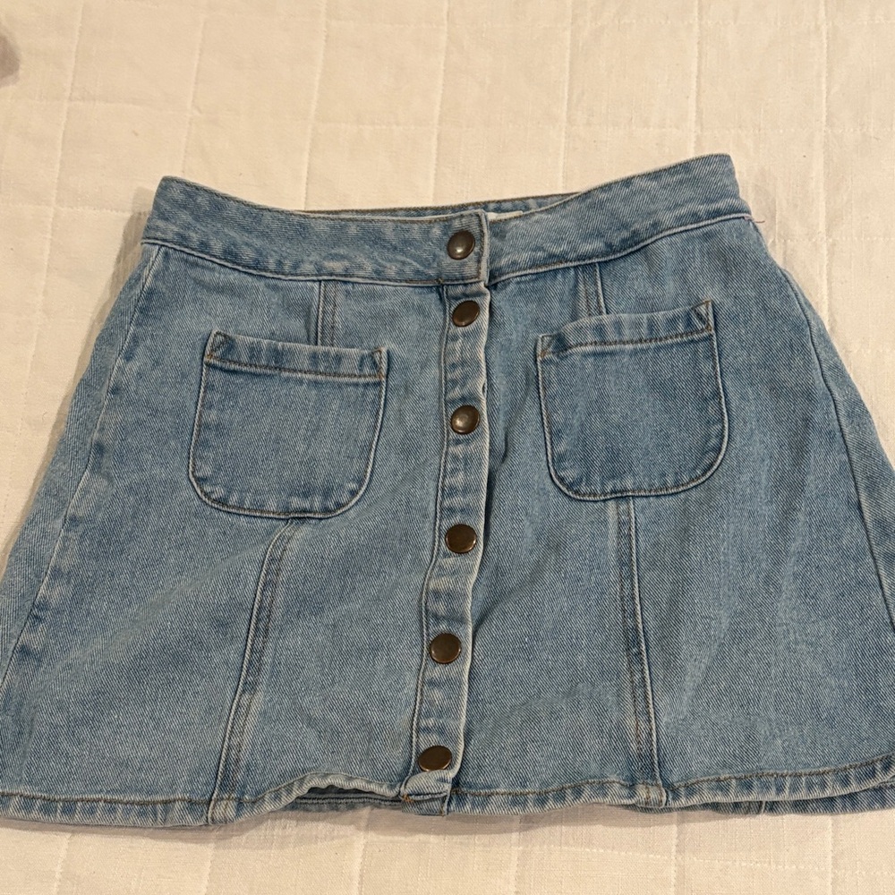 Brandy Melville Blue Button-Down Mini Skirt